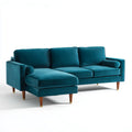 Divano con chaise longue sinistra in velluto di poliestere turchese 230 x 150 x 85 cm