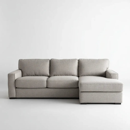 Divano angolare 3 posti con chaise longue destra grigio chiaro 230 x 150 x 85 cm in poliestere forma a L