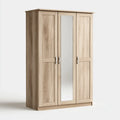 Armadio guardaroba 3 ante battenti rovere chiaro con specchio rettangolare 120 x 52 x 190 cm in pannello truciolare nobilitato