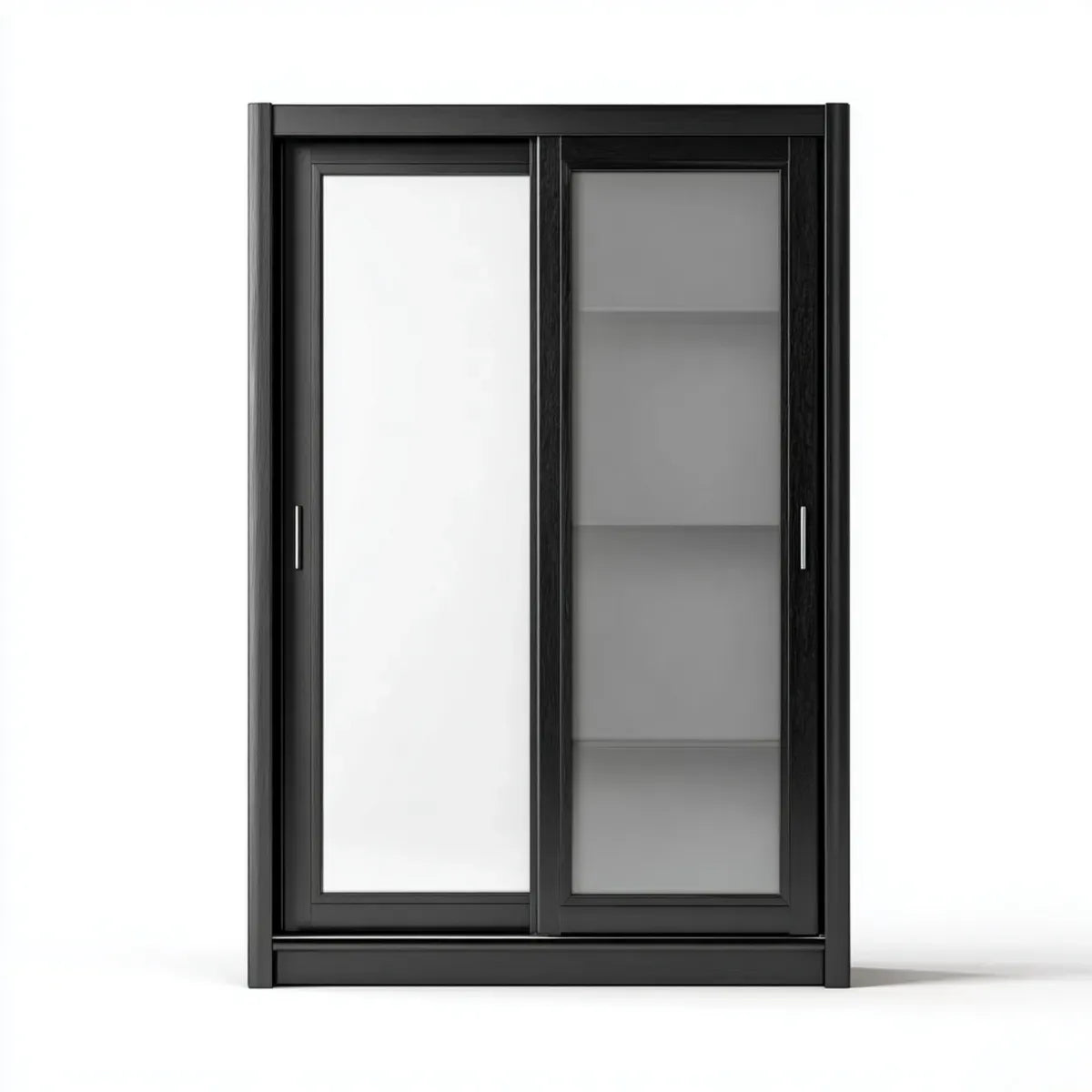 Armadio guardaroba a 2 ante scorrevoli nero con specchio e vetro satinato 120 x 60 x 200 cm in MDF rettangolare