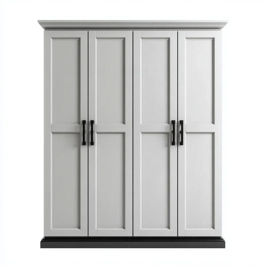 Armadio guardaroba 4 ante bianco e nero in MDF 200 x 60 x 220 cm rettangolare