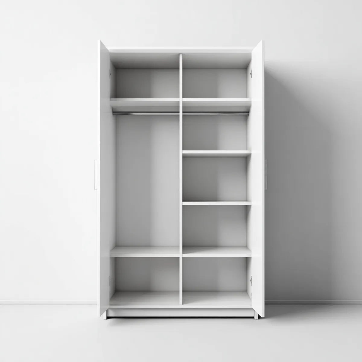 Armadio guardaroba bianco a 2 ante con appendiabiti e ripiani 80 x 50 x 180 cm in pannello truciolare rettangolare