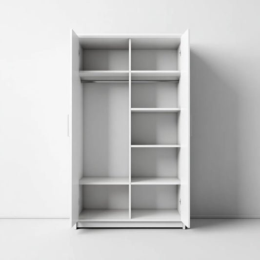 Armadio guardaroba bianco a 2 ante con appendiabiti e ripiani 80 x 50 x 180 cm in pannello truciolare rettangolare