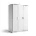 Armadio guardaroba 3 ante battenti bianco 120 x 52 x 180 cm in pannello truciolare nobilitato rettangolare