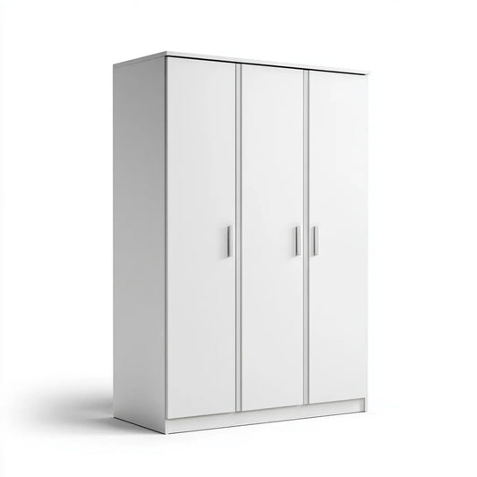 Armadio guardaroba 3 ante battenti bianco 120 x 52 x 180 cm in pannello truciolare nobilitato rettangolare