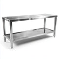 Tavolo da lavoro cucina in acciaio inossidabile argento rettangolare 180 x 70 x 85 cm con ripiano inferiore