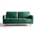 Divano 2 posti verde in velluto di poliestere con gambe in legno massello 160 x 80 x 85 cm rettangolare