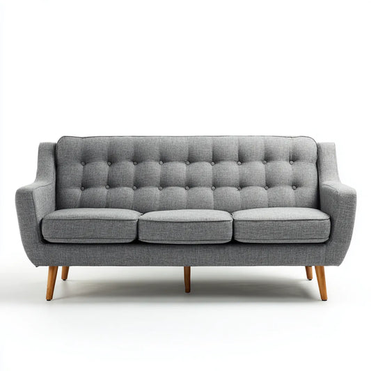 Divano 3 posti grigio 210 x 85 x 86 cm in poliestere rettangolare