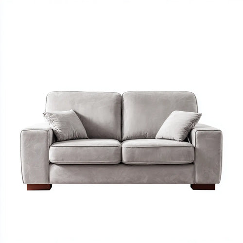 Divano 2 posti grigio chiaro 170 x 90 x 85 cm in microfibra di poliestere rettangolare