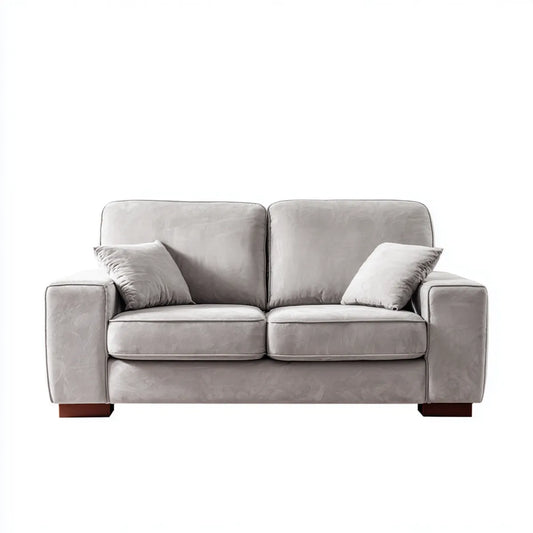 Divano 2 posti grigio chiaro 170 x 90 x 85 cm in microfibra di poliestere rettangolare