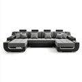 Divano angolare a U grigio e nero 6 posti con chaise longue 320 x 190 x 90 cm in poliestere e PU