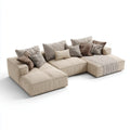 Divano modulare angolare a U beige e marrone in poliestere 330 x 170 x 85 cm