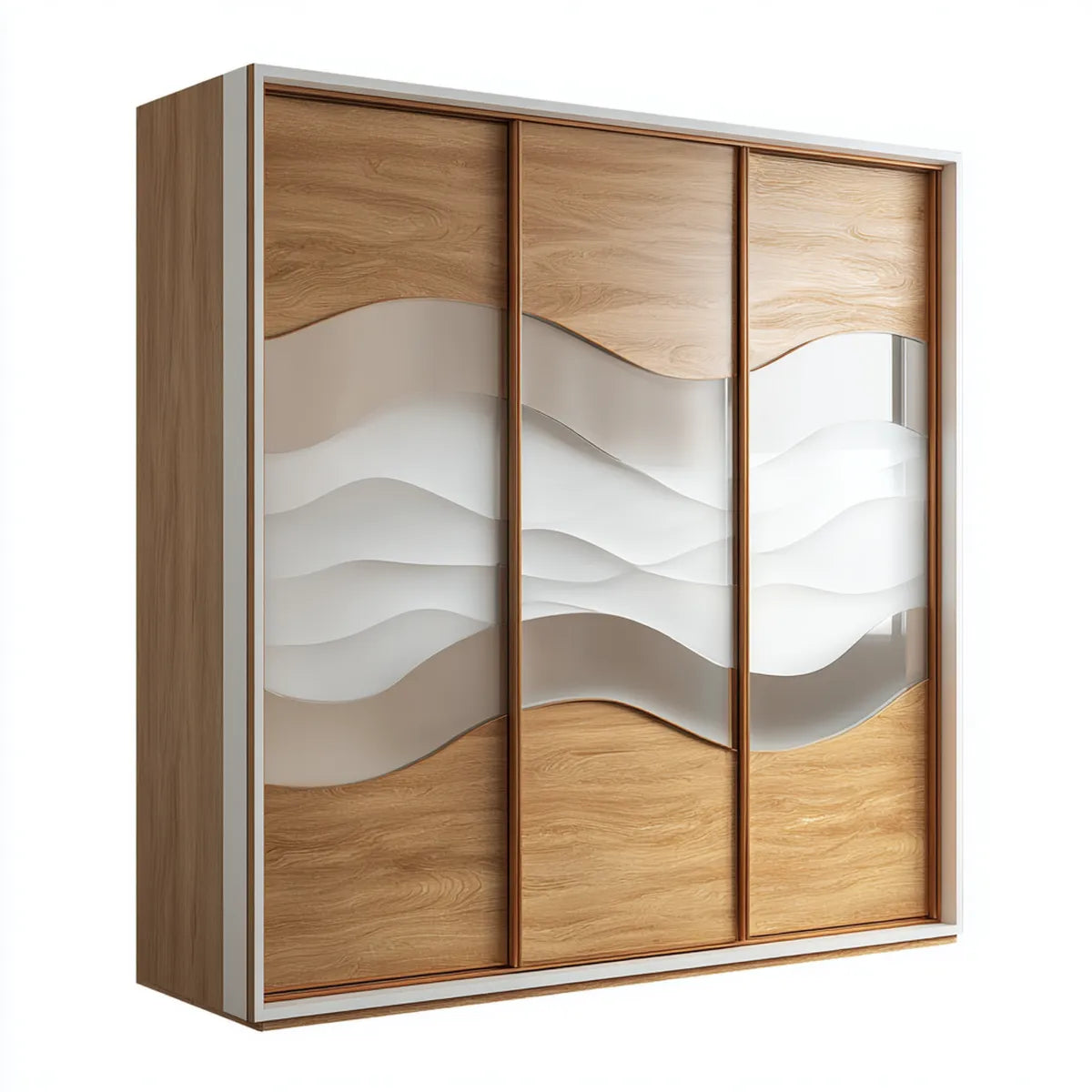 Armadio scorrevole 3 ante rovere marrone e argento 180 x 60 x 220 cm in truciolare nobilitato e vetro rettangolare