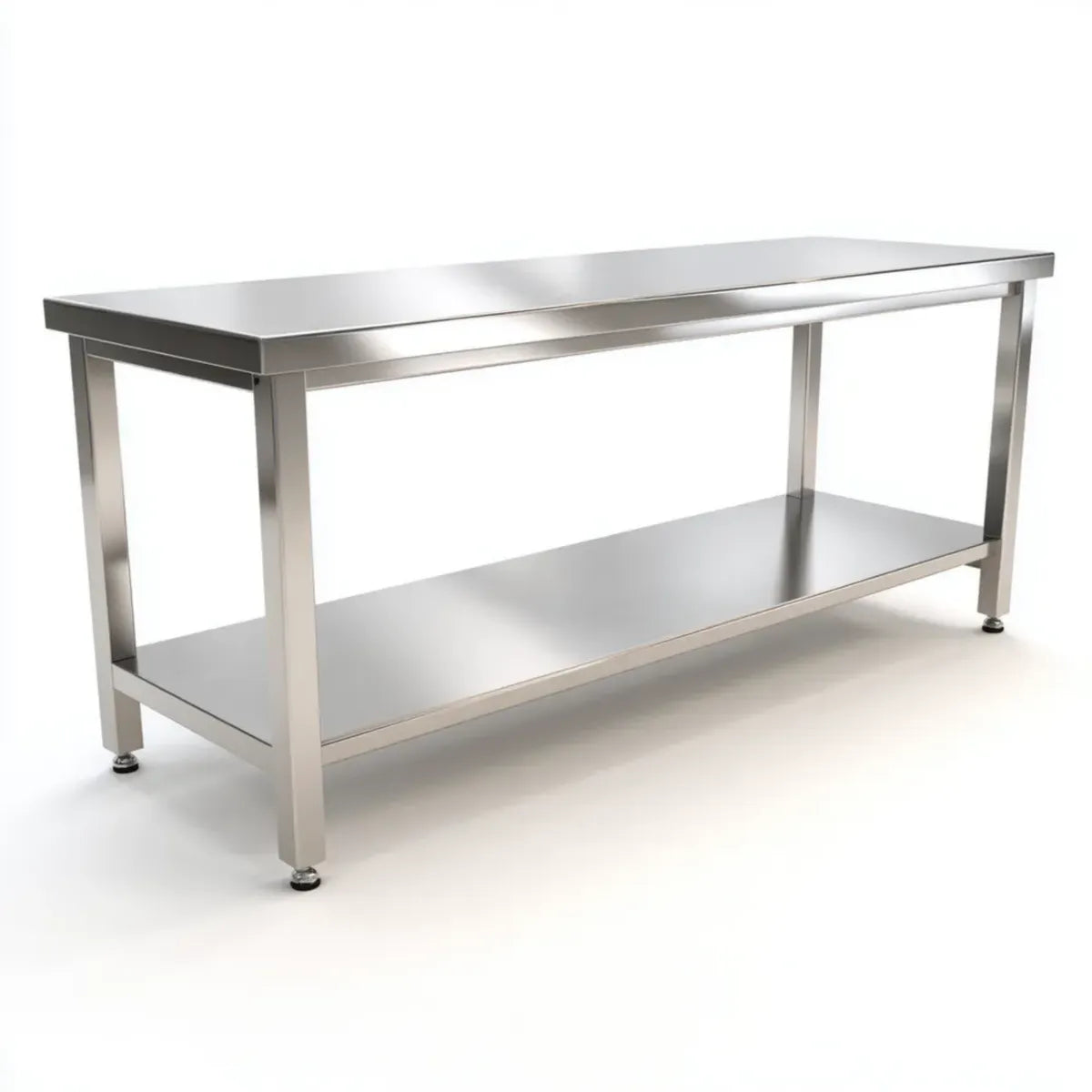 Tavolo da lavoro cucina in acciaio inox argento rettangolare con ripiano inferiore 180 x 70 x 85 cm