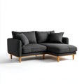 Divano angolare 3 posti con chaise longue destra grigio antracite 200 x 145 x 85 cm poliestere e legno massello forma a L
