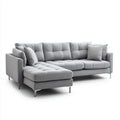 Divano angolare con chaise longue grigio 280 x 160 x 85 cm in poliestere forma a L
